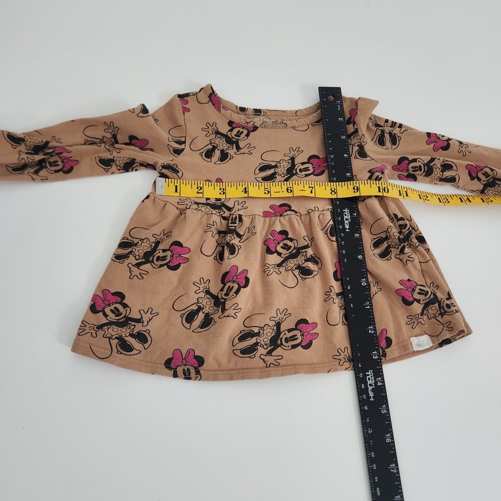 Baby Gap Disney Minnie Mouse Tan Peplum Long Sleeve Top Organic Cotton size 2T - Picture 4 of 5